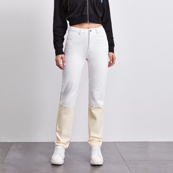 

Colorblock Straight Jeans, Multicolor