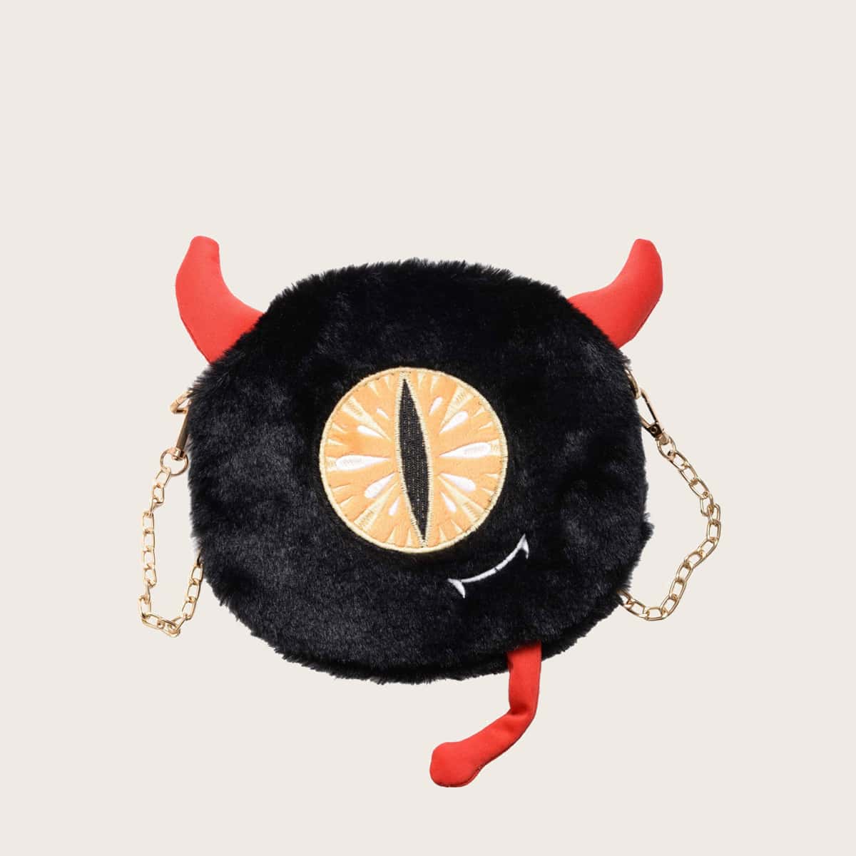 

Cartoon Fluffy Chain Bag, Black
