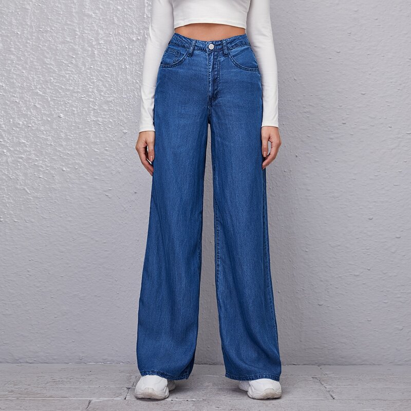 

High Waist Wide Leg Jeans, Medium wash