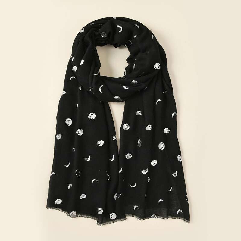 

Moon Pattern Scarf, Black