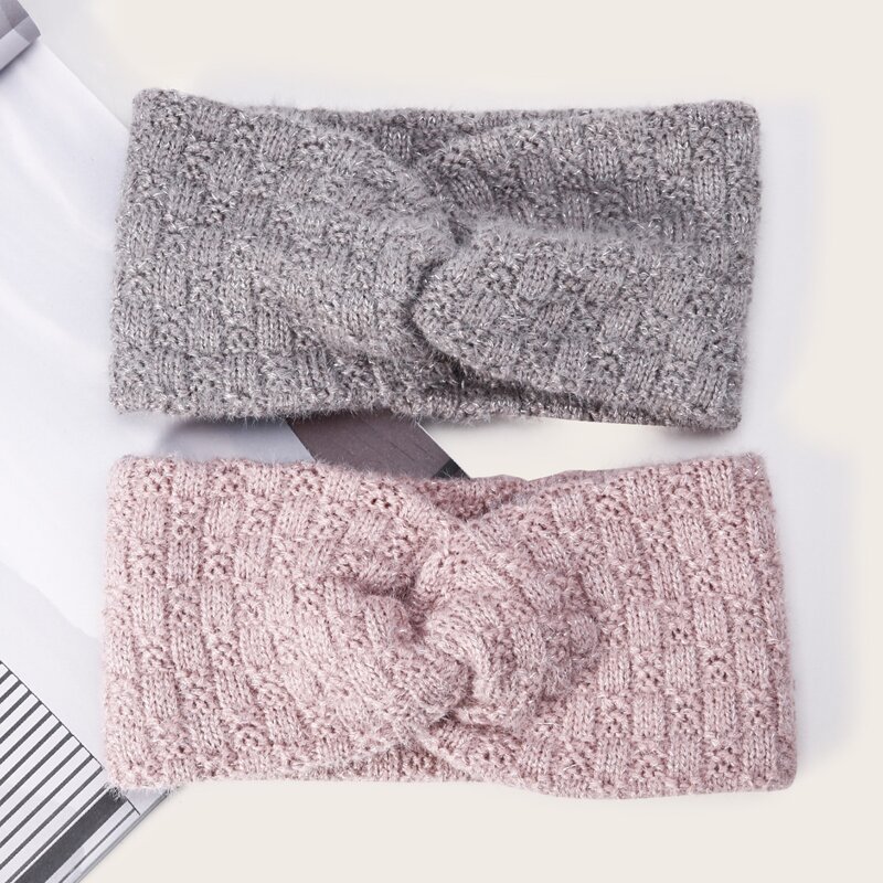 

2pcs Twist Knit Headband, Multicolor