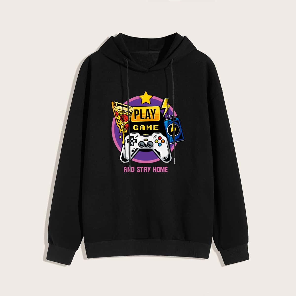 

Guys Letter Graphic Hoodie, Black