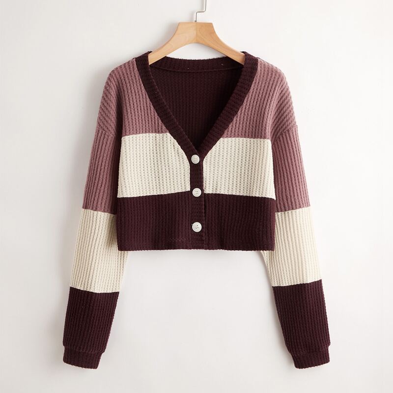 

Colorblock Button Front Cardigan, Multicolor