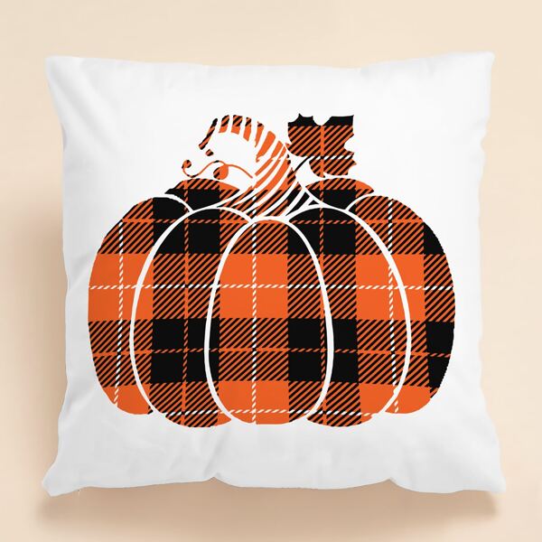 

Pumpkin Print Cushion Cover Without Filler, Multicolor