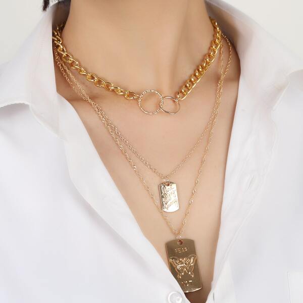 

Geometric Charm Layered Necklace, Gold