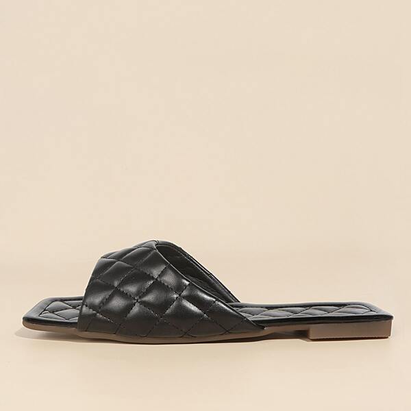 

Quilted Slide Sandals, Black