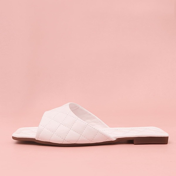 

Quilted Slide Sandals, White