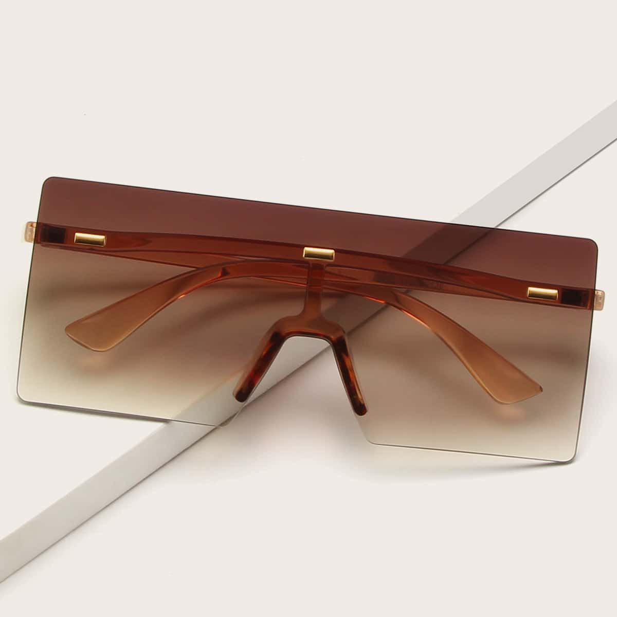 Ombre Lens Flat Top Shield Sunglasses