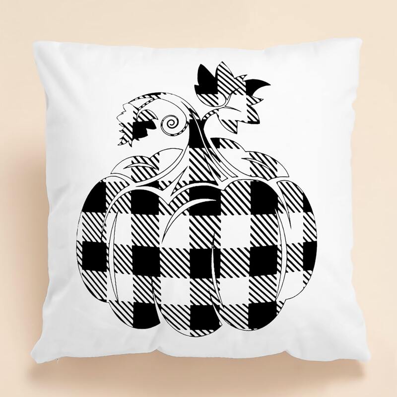 

Pumpkin Print Cushion Cover Without Filler, Black and white