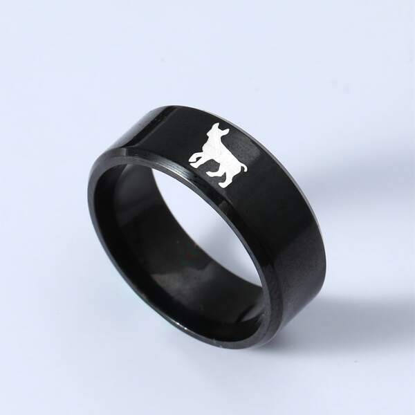

Men Vintage Titanium Steel Ring, Black