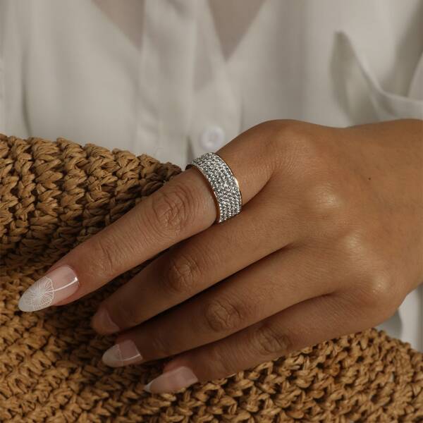

Rhinestone Decor Ring, White
