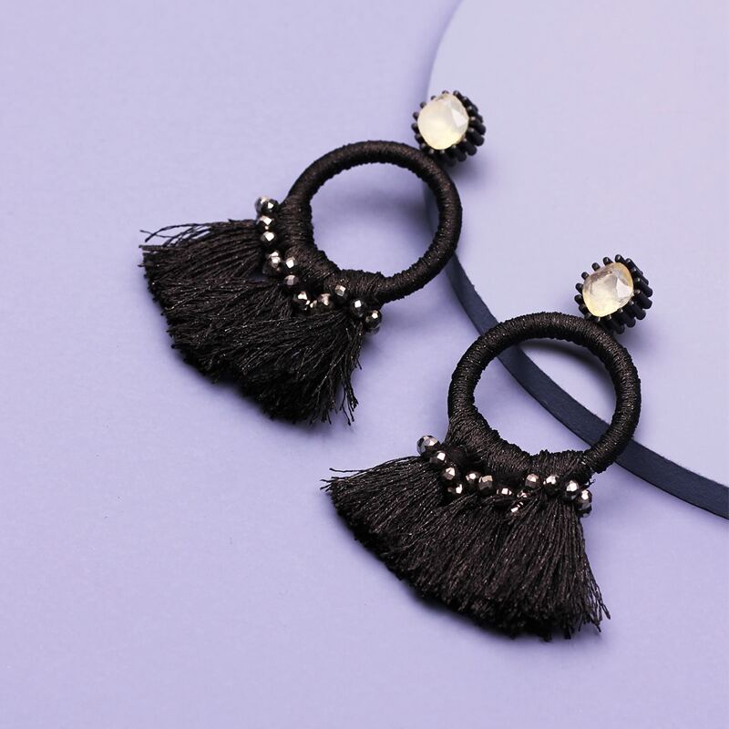 

Tassel Decor Earrings, Black