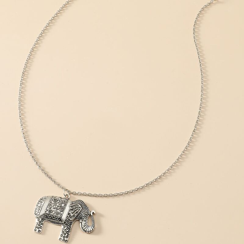 

Elephant Charm Necklace, Antique silver