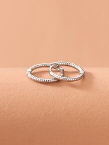 Simple Hoop Earrings - Silver - View 2