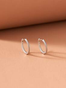 Simple Hoop Earrings - Silver - View 3