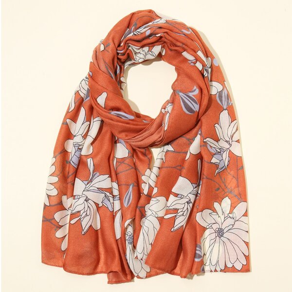 

Flower Pattern Scarf, Multicolor
