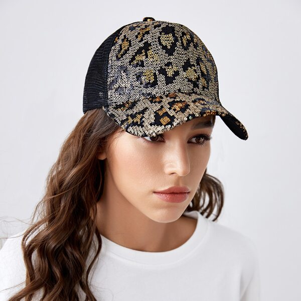 

Leopard Mesh Baseball Cap, Purple