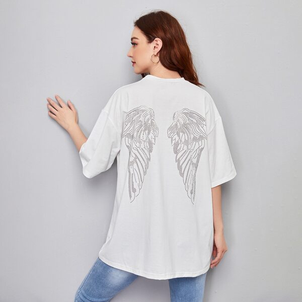 

Wings Pattern Short Sleeve Tee, White