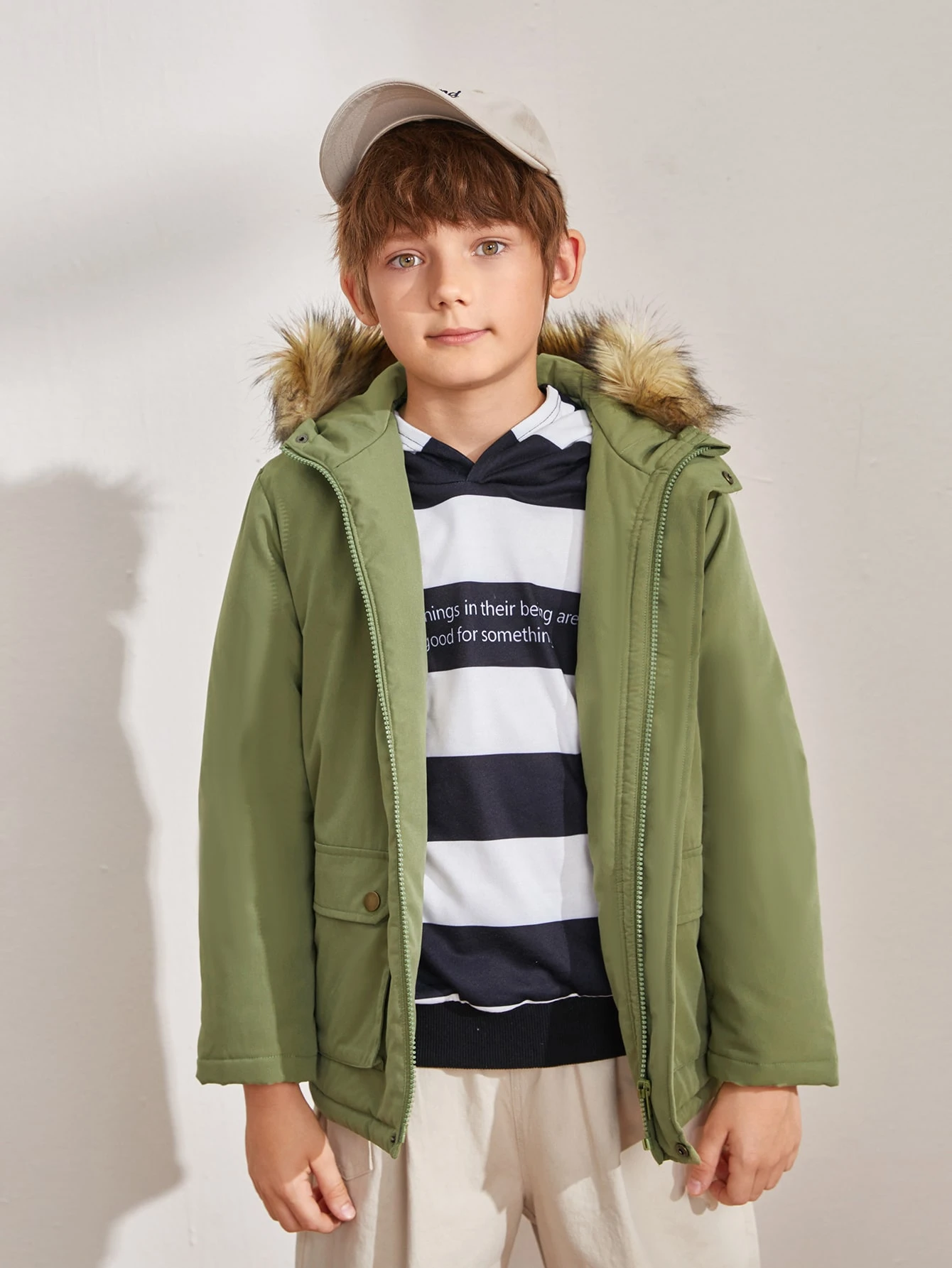 boys fur hood parka