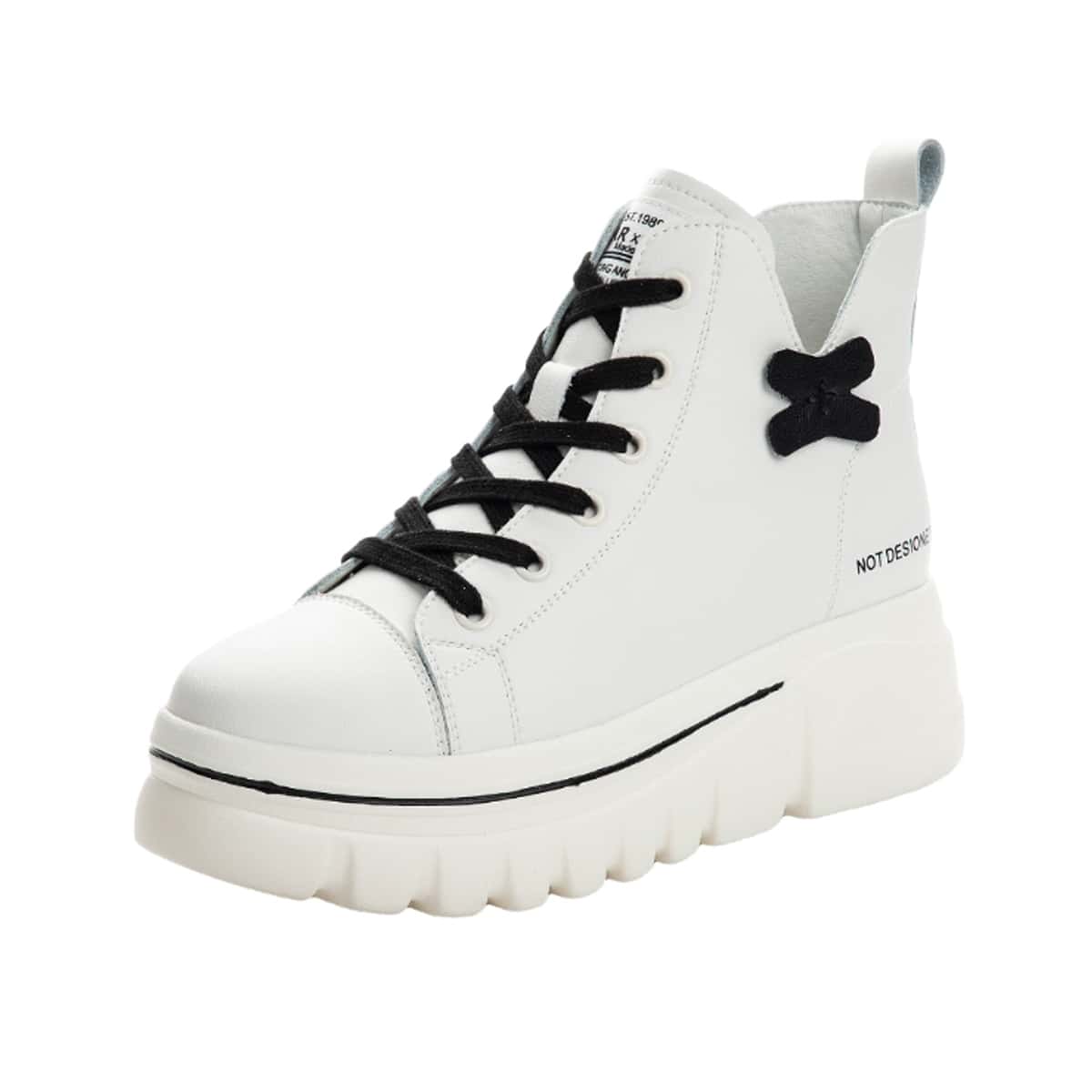 

Lace-up Front Letter Graphic Sneakers, Black and white