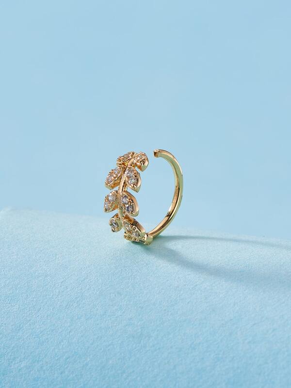 Copper Rhinestone Decor Nose Ring For Women And Men, Punk Piercing, A