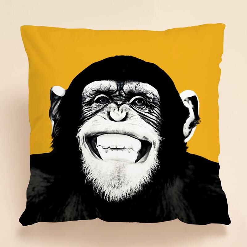 

Gorilla Print Cushion Cover Without Filler, Multicolor