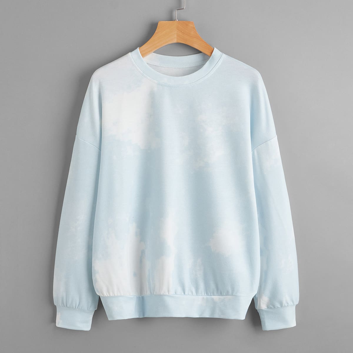 

Tie Dye Drop Shoulder Sweatshirt, Baby blue