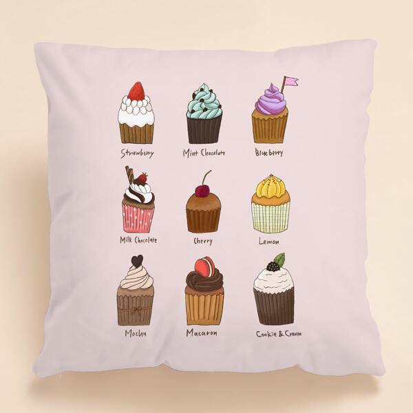 

Dessert Print Cushion Cover Without Filler, Multicolor