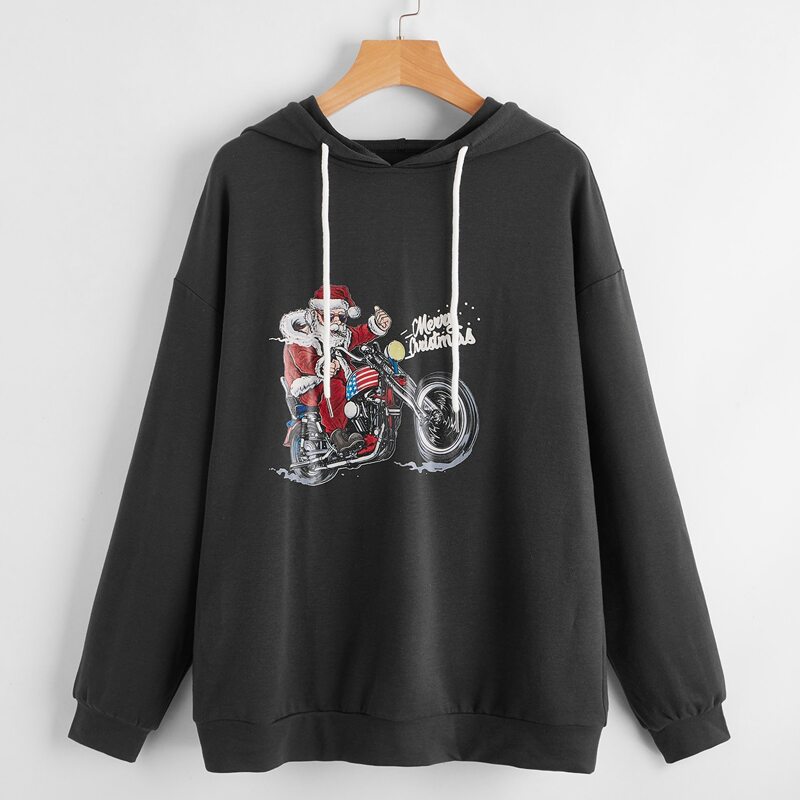 

Christmas Santa Claus Graphic Hoodie, Dark grey