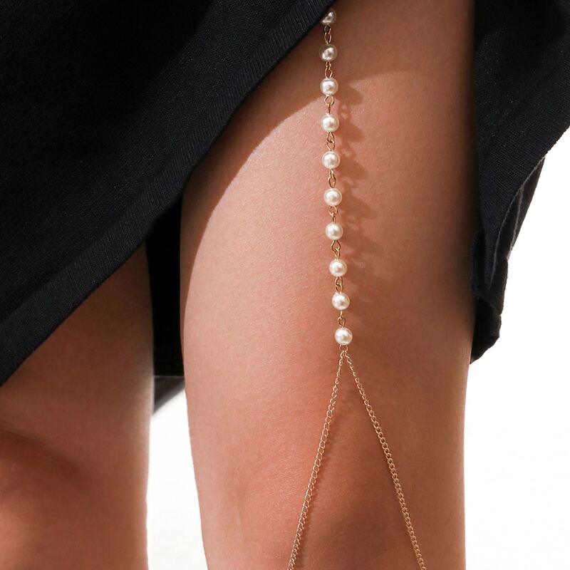 

Faux Pearl Decor Leg Chain, Multicolor