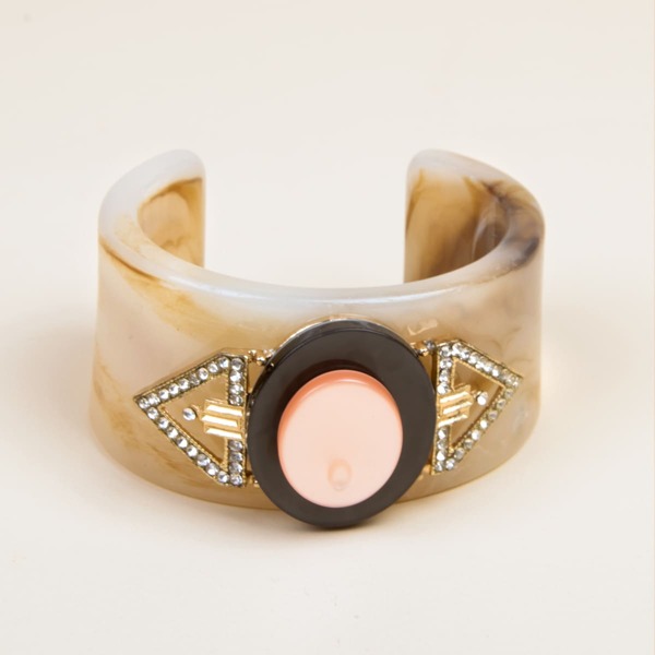 

Rhinestone Decor Cuff Bracelet, Brown