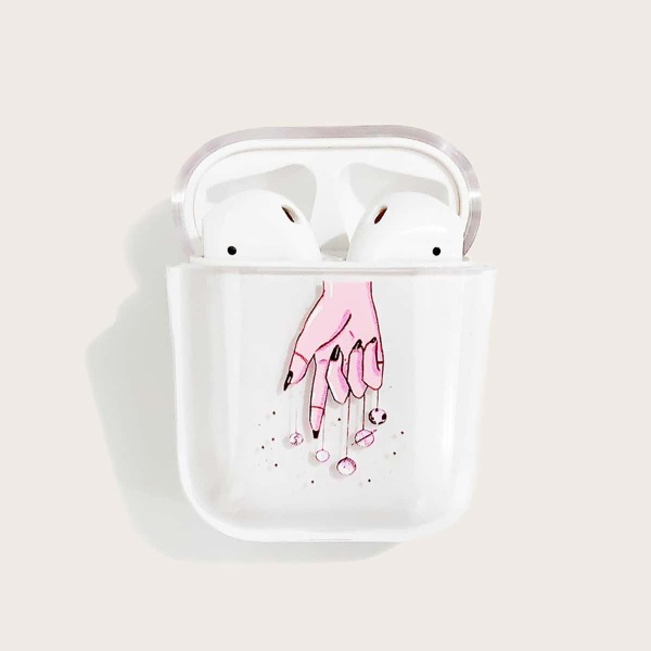 

Прозрачный чехол для Airpods с графическим принтом