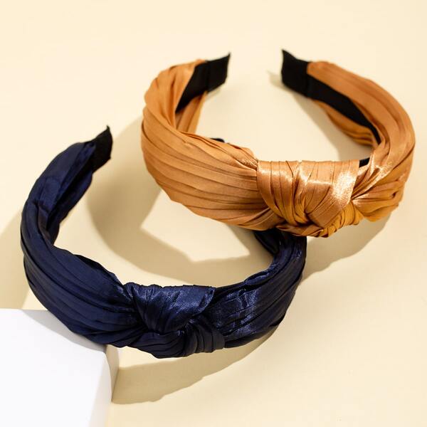 

2pcs Knot Decor Hair Hoop, Multicolor