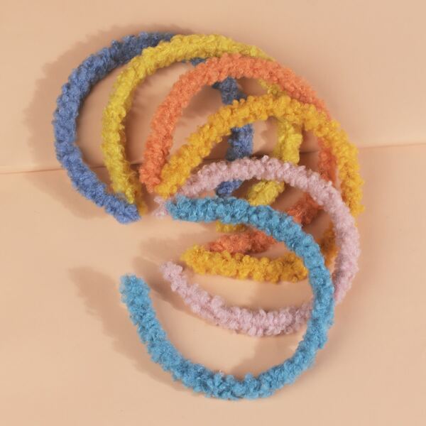 

6pcs Toddler Girls Solid Hair Hoop, Multicolor