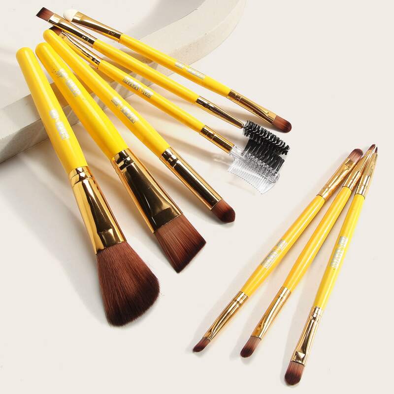 

9pcs Makeup Brush Set, Yellow