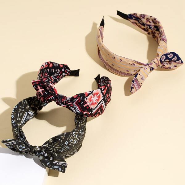 

3pcs Bow Decor Hair Hoop, Multicolor