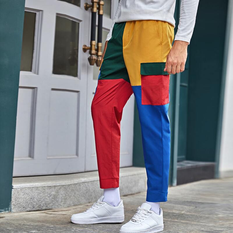 

Guys Flap Pocket Colorblock Pants, Multicolor