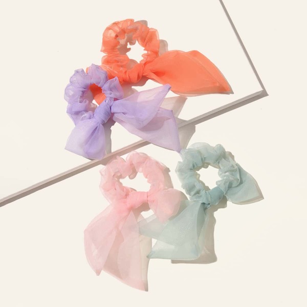 

4pcs Girls Knot Hair Tie, Multicolor