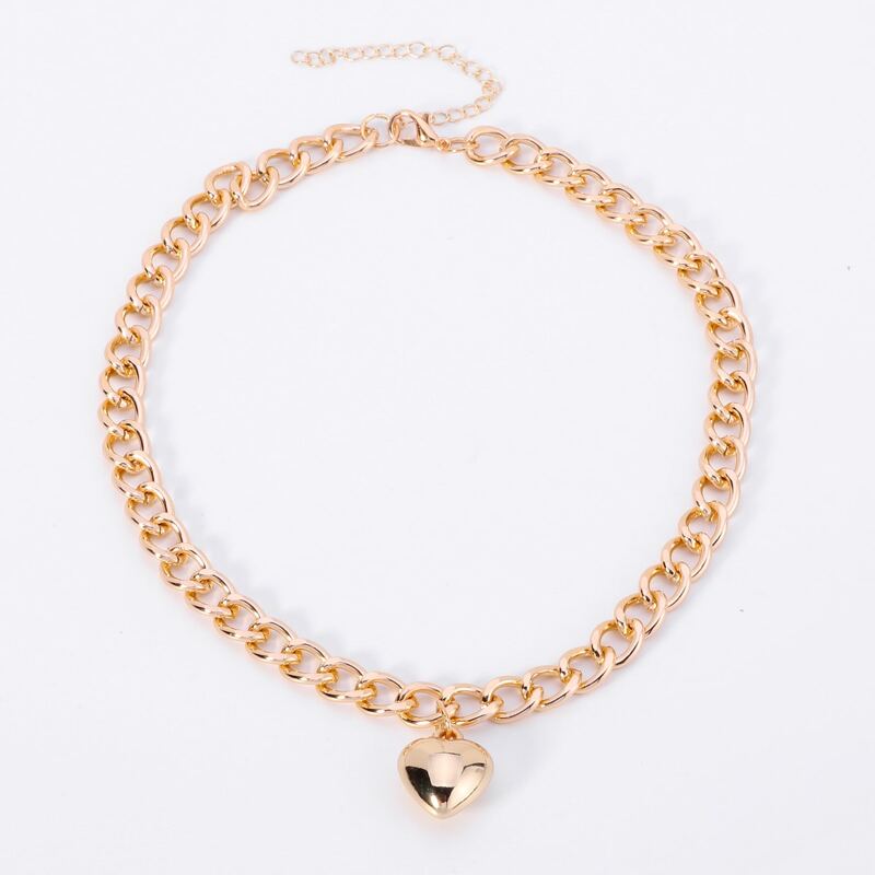 

Heart Chunky Chain Necklace, Gold