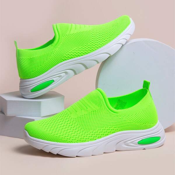 

Neon Lime Slip On Sneakers, Green neon