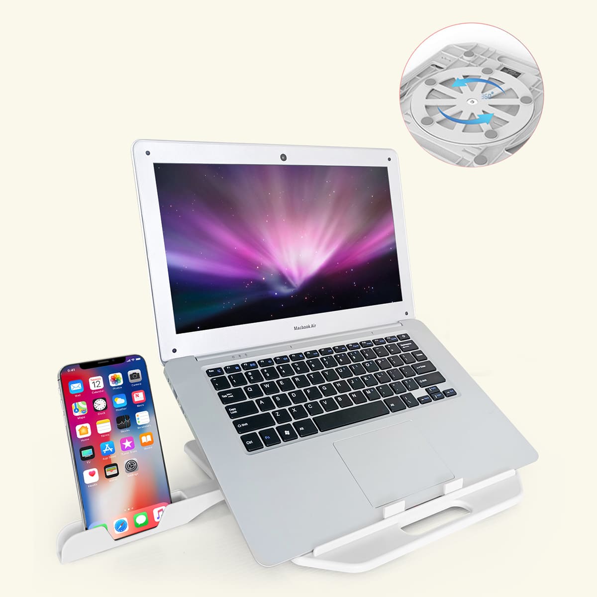 

Rotatable Foldable Desktop PC Stand, White
