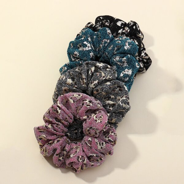 

4pcs Graphic Scrunchies, Multicolor