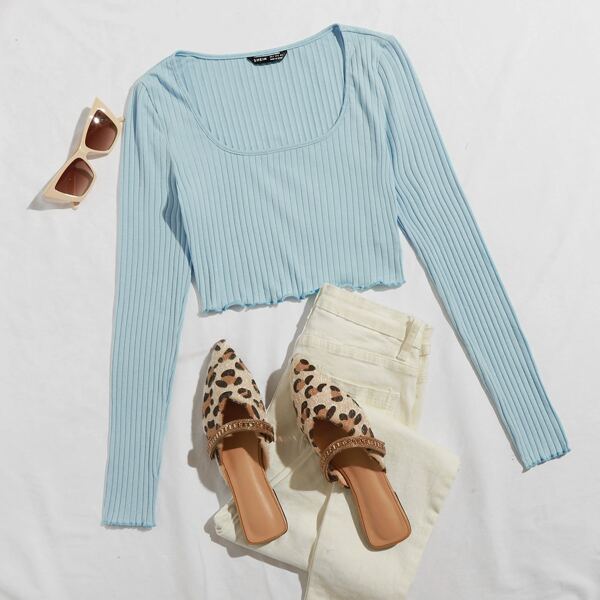 

Lettuce Edge Crop Tee, Pastel baby blue