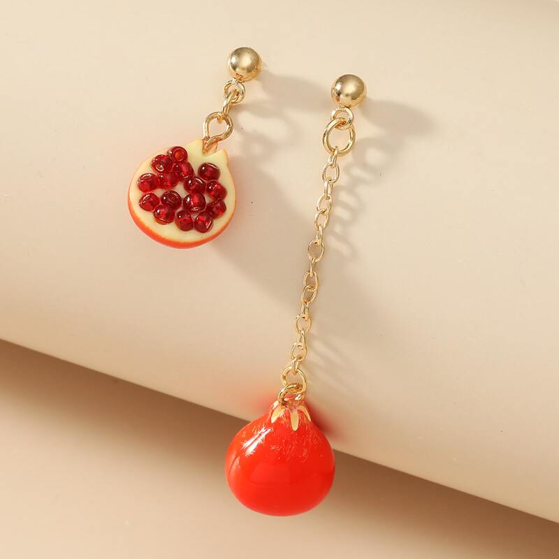 

Pomegranate Charm Mismatched Drop Earrings, Multicolor