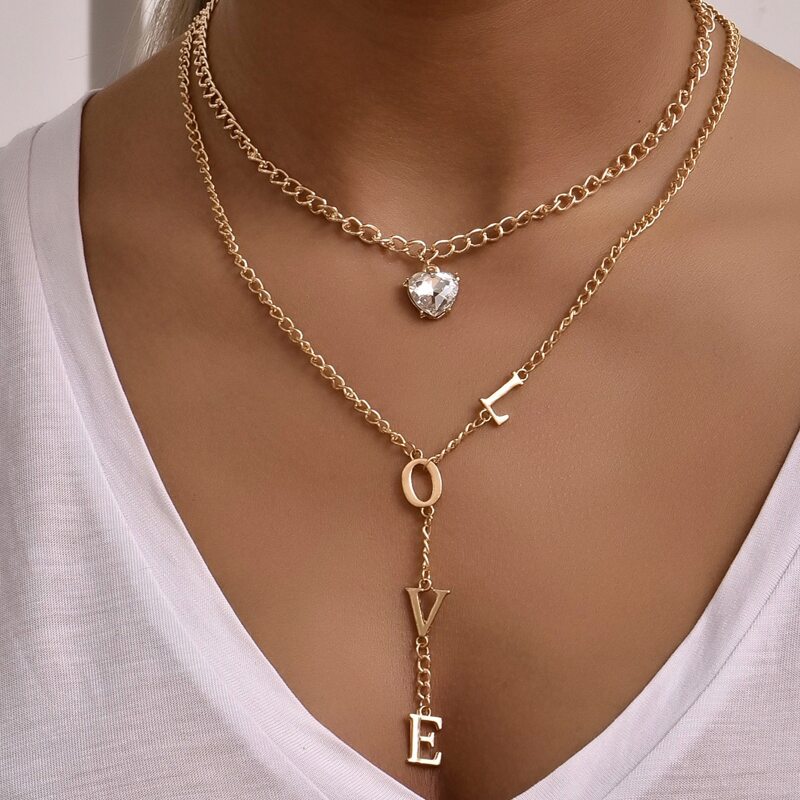 

Letter Decor Layered Necklace, Gold