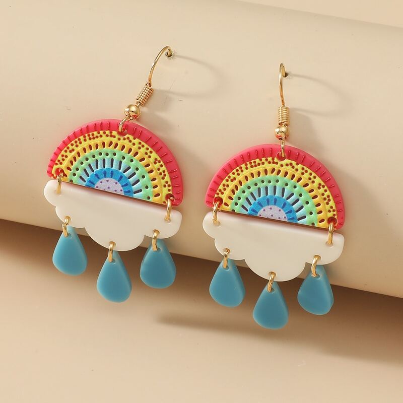 

Rainbow Design Drop Earrings, Multicolor