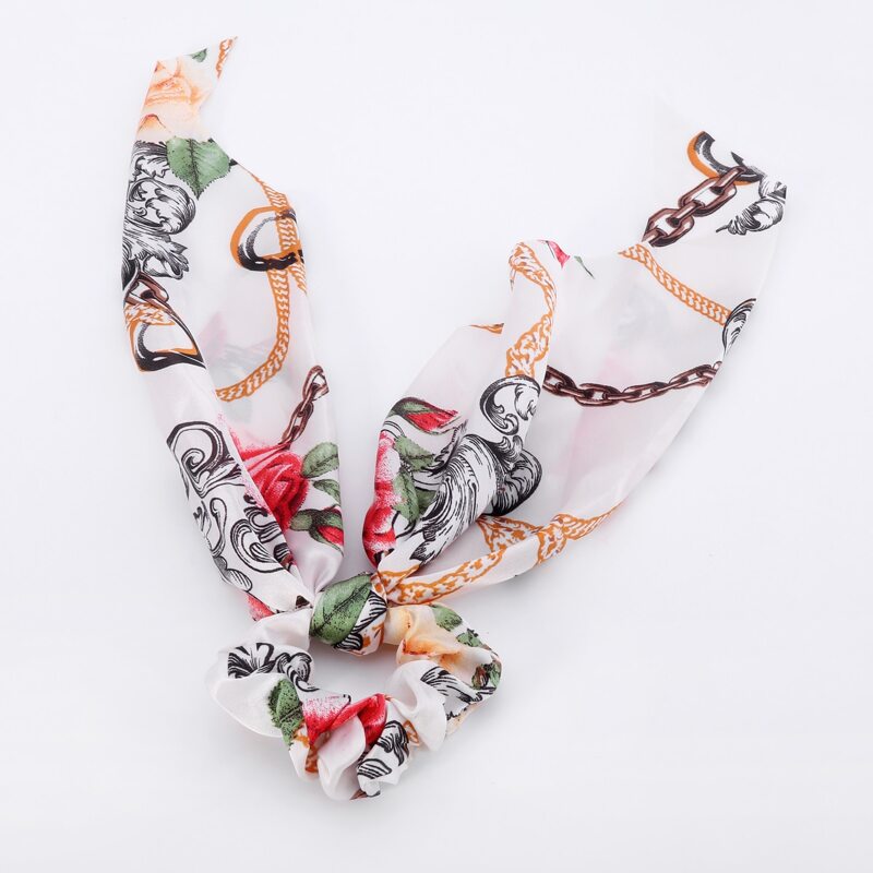 

Floral & Chain Print Scrunchie Scarf, Multicolor