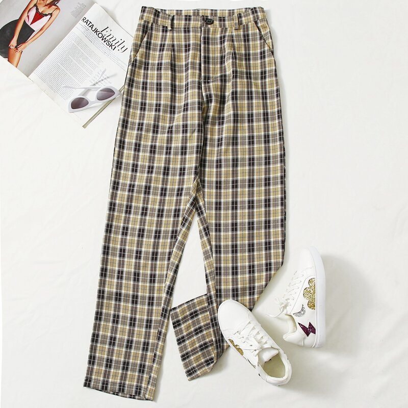 

Plaid Button Fly Pants, Multicolor