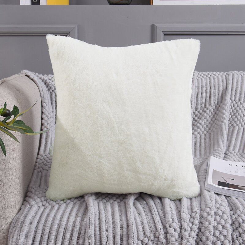 

Plain Plush Cushion Cover Without Filler, White