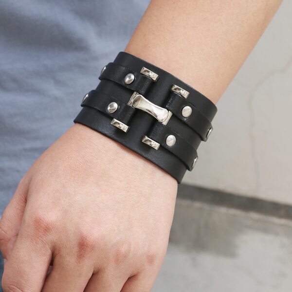 

Men Minimalist PU Leather Bracelet, Black